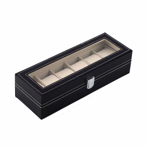 6 grid slots watches jewelry display storage organizer pu leather box case dx for sale