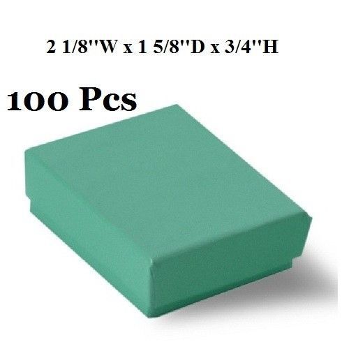 LOT OF 100 COTTON FILLED TEAL GIFT BOXES JEWELRY BOXES GREEN PARTY GIFT BOX 2x1