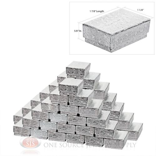 50 Silver Foil Cotton Filled Gift Boxes 1 7/8&#034; x 1 1/4&#034; Charm Ring Jewelry Box