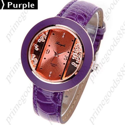 Lovely quartz watch wrist watch with pu leather band free shipping purple for sale