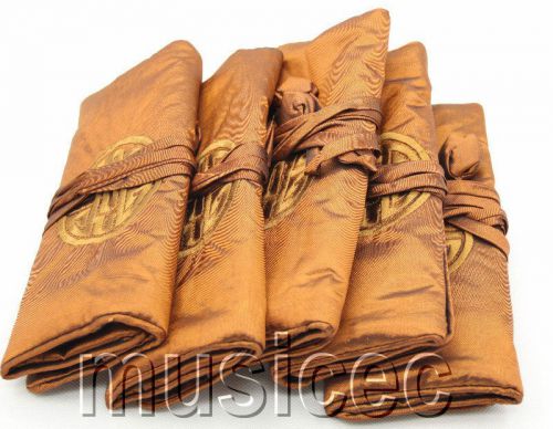 Brand-New 5PCS light-coffee Chinese Silk Zipper bags pouches roll T395A10