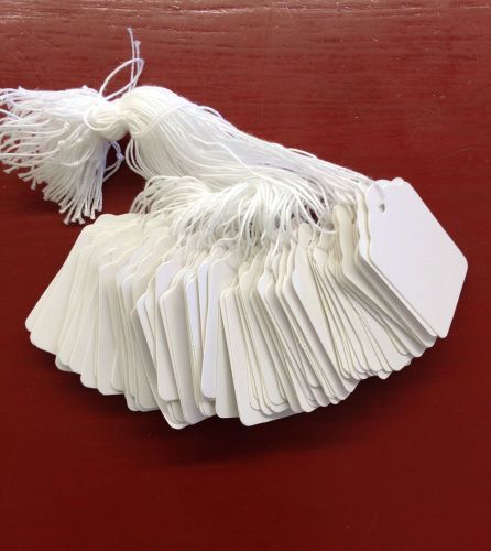 1000 Large Strung Scallop WHITE String Merchandise Jewelry and Display Tags