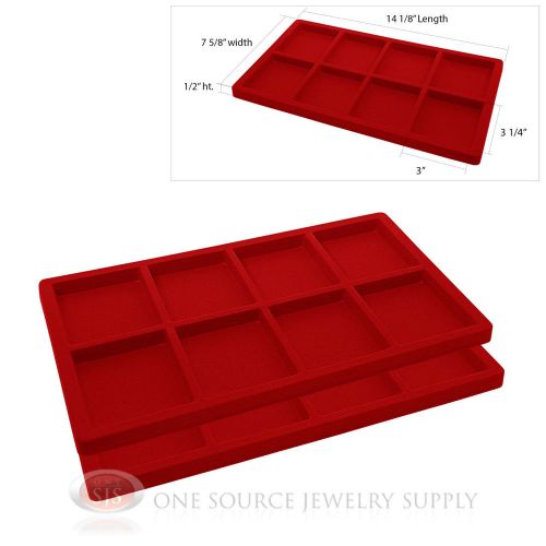 2 Red Insert Tray Liners W/ 8 Compartments Drawer Organizer Jewelry Displays