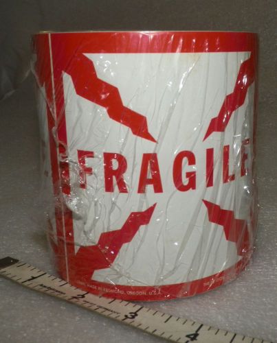 new roll of 500 each fragile labels 4&#034; x 4&#034;  USA made multiples in store!