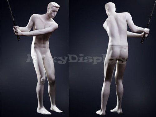 Male Fiberglass Athlete Golfer Style Mannequin Dress Form Display #MZ-DQ1WHITE