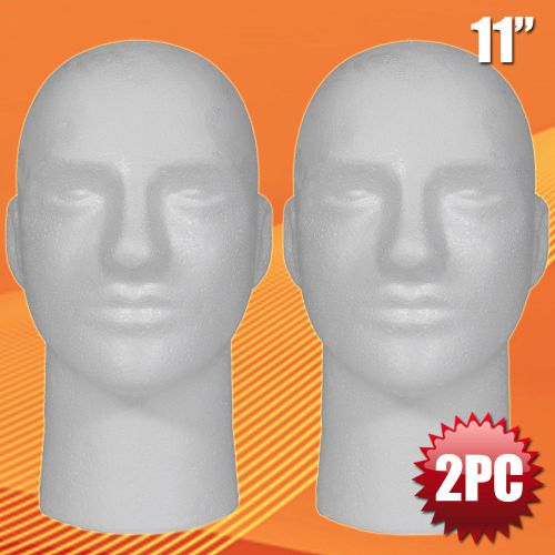 New male styrofoam foam mannequin manikin head 11&#034; wig display hat glasses 2pc for sale