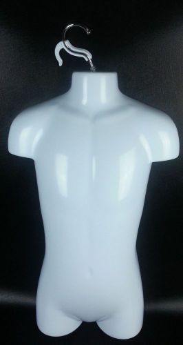 Male Adolescent Torso Hanging Mannequin White Form Open Back Display