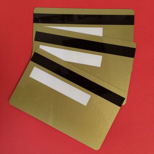 3 gold pvc cards-hico mag stripe 2 track with signature panel - cr80 .30 mil for sale