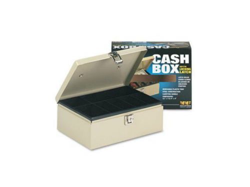 MMF STEELMASTER Heavy-Duty Steel Cash Box w/7 Compartments, Latch Lock, Sand