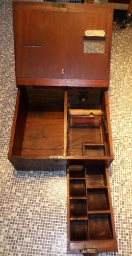 Rare LARGE Victorian G H Gledhill &amp; Sons Till / Cash Register wide desk type
