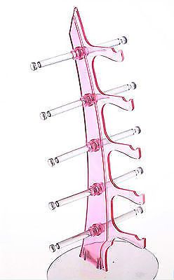 Acrylic 5 Pairs Sunglasses Glasses Show Rack Counter Display Stand Holder Pink