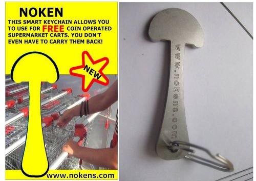 Noken - smart retractable trolley key fits US and EU coins-stainless steel