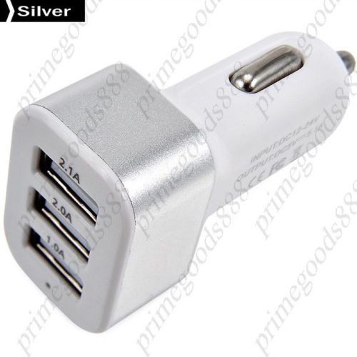 Mini 3 USB Output Car Charger Universal 5.1A  sale cheap low price prices Silver