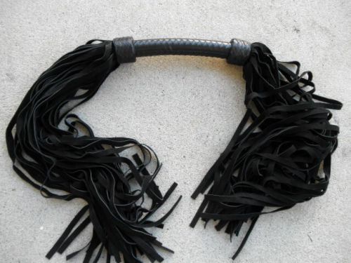 NEW Black Leather THUDDY Flogger Suede - LONG DOUBLE TROUBLE - FARM TOOL WHIP