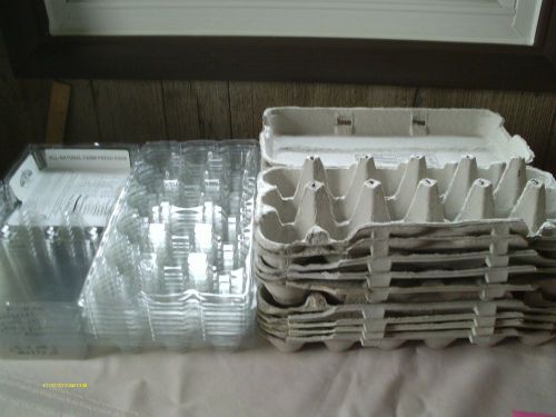 18 Egg cartons holds 18 size Large Eggs; 8 clear plastic &amp; 10 cardboard; Used
