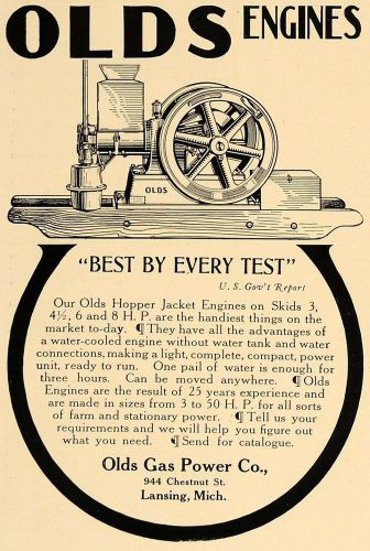 1907 Ad Olds Hopper Machine Jacket Engines Gas Power Lansing Michigan Motor CL4
