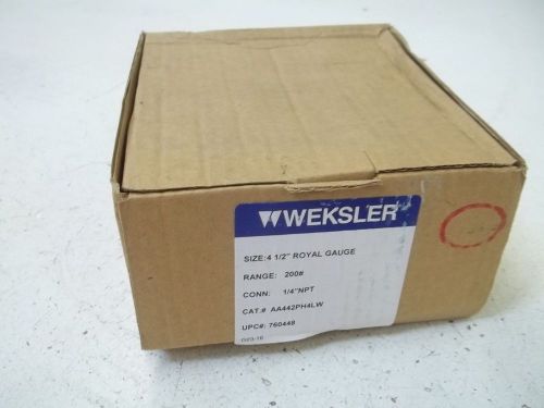 WEKSLER AA442PH4LW 4-1/2&#034; ROYAL GAUGE RANGE:200# *NEW IN A BOX*