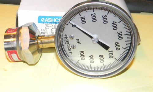 Ashcroft duralife gauge  2-1/2 in 0-1000 psi (25-1009aw-02l)  **nib** for sale