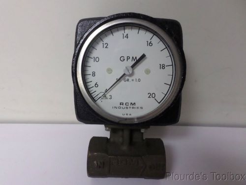 Used RCM Industries Gallon Flow Meter, 180 PSIG, 3 to 20 GPM, 1&#034;-71-R-20