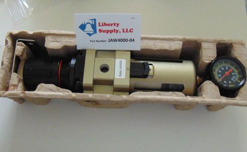 New 3/4&#034; compressed air filter/ pressure regulator combo w/gauge, bracket &amp; nut for sale