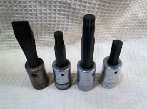 Snap on tools 4 piece 1/2&#034; drive mixed set hex head, flat head, triple square for sale