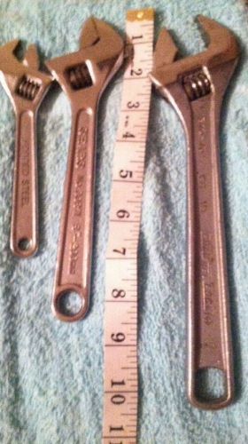 Lot Of 3 Crescrent Wrenches . One 1o&#039; ChannelLock N 8&#039;Sears, 6&#039;Forged Steel