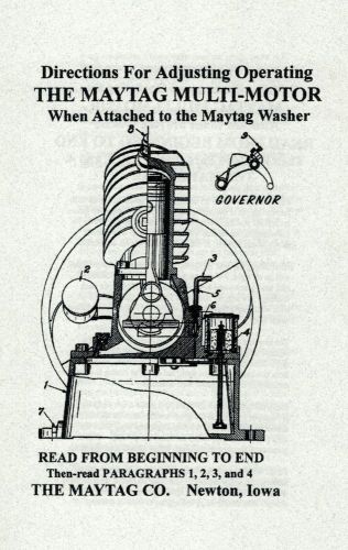 Directions for Maytag Multi-Motor Gas Engine Wringer Washer Motor Hit Miss