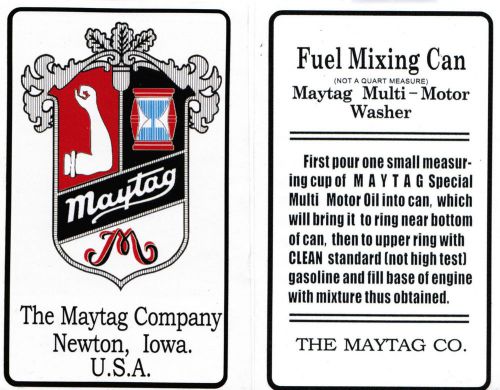 Maytag Gas Engine Motor Mixing Can Decal &#039;Not A Quart Measure&#039; Motor 92 31 72 82