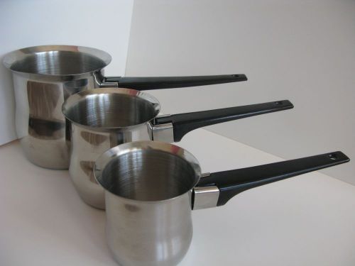 ARMENIAN TURKISH COFFEE MAKER Stainless Steel 6 oz  12 oz 24 oz Set   of 3 New