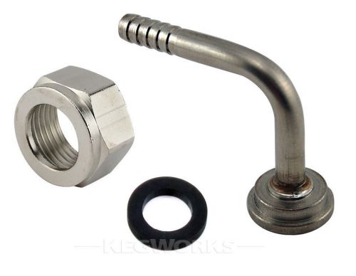 Draft Beer Coupler Connectors- 90° Tail Piece Elbow  + Hex Nut + Washer (Gasket)