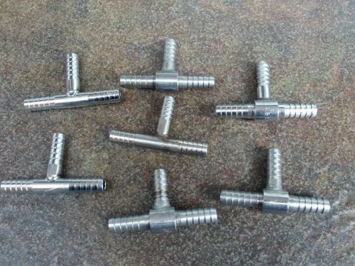 Stainless Fitting Tee 1/4&#034; x 1/4&#034; x 1/4&#034; Barb--Lot of 7