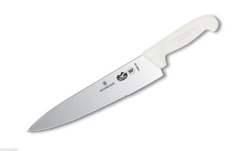 Victorinox 10&#034; Wavy Chef&#039;s Knife Sandwich WHITE Fibrox NSF Handle 5203725
