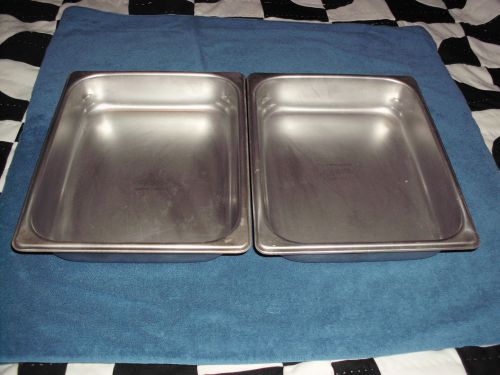 VTG PAIR VOLLRATH COMMERCIAL STAINLESS STEEL STEAM TABLE PANS 12.5&#034; X 10&#034; 20229