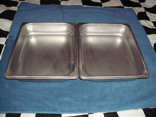 VTG PAIR VOLLRATH COMMERCIAL STAINLESS STEEL STEAM TABLE PANS 12.5&#034; X 10&#034; 20229