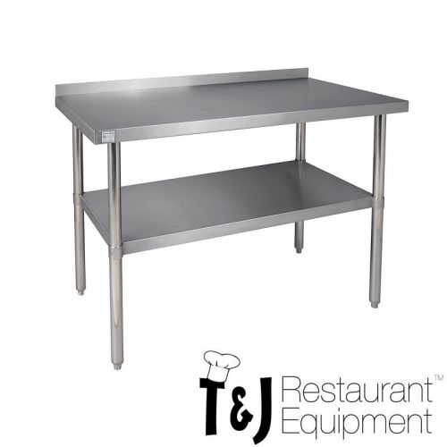 Klingers 24&#034; x 48&#034; Stainless Steel Backsplash Prep Table, Commercial, Kitchen