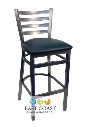 New gladiator clear coat ladder back metal bar stool with green vinyl seat for sale