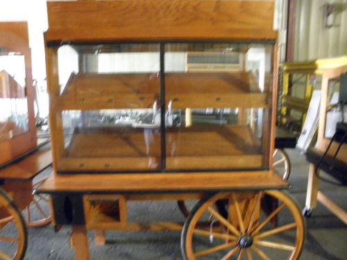 Full spectrum retail merchandising kiosk lighted wood cabinet display cart wagon for sale