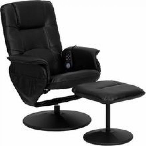 Flash Furniture BT-753P-MASSAGE-BK-GG Massaging Black Leather Recliner and Ottom