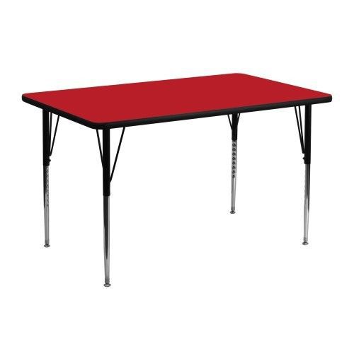 Flash Furniture XU-A2448-REC-RED-H-A-GG 24&#034; x 48&#034; Rectangular Activity Table, Hi