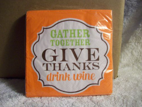 Cocktail Beverage Napkins, Give Thanks Drink Wine