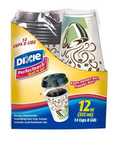 Dixie?perfectouch? 12 oz hot cups/lids  14 ct for sale