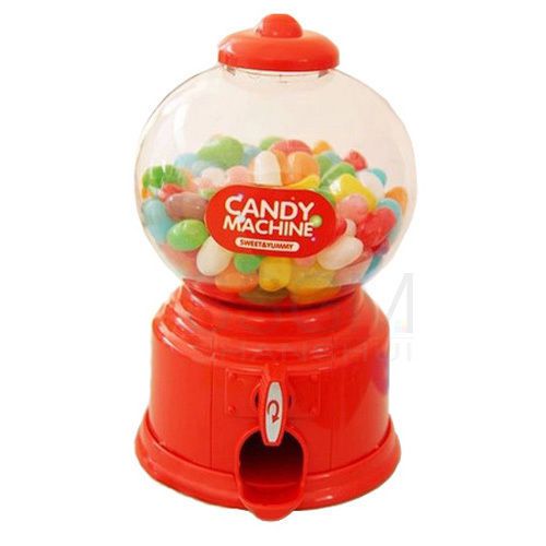 Retro Plastic Mini Gumball Machine Candy Vending Miniature Coin Bank Kids Toy