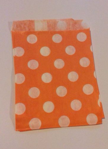 25 5x7 orange polka dot merchandise/treat/candy/gift bags