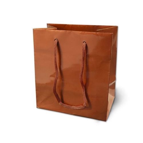 100 COPPER METALLIC EURO TOTE SHOPPING BAGS 5.5&#034;x3.5&#034;x6&#034; SMALL ROPE GIFT BAGS