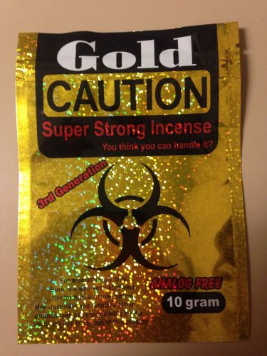 50 Caution Gold 10g EMPTY** Mylar Ziplock Bags (FREE BONUS BAGS)