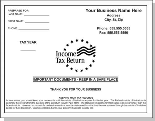 500 Custom Printed 9 x 12 Tax Preparation Envelopes