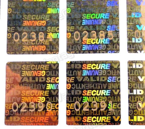 510x LARGE GOLD Warranty Hologram NUMBERED Labels, 22mm x 27mm, Stickers, &#034;VOID&#034;