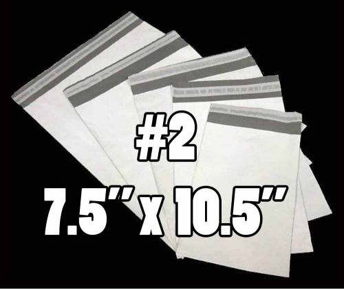 100 #2 7.5&#034;x10.5&#034; Poly Mailers 2.5 mil heavy duty bags Poly-Lite 7x10 7.5x10.5