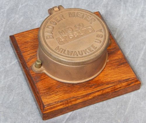 Badger water meter~ brass shell, porcelain face~grand condition for sale