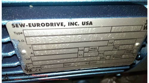 SEW EURODRIVE K47DT90L4BMG2HRTHIS W/ATTACHED PART DFT90L4BMG2HRTHIS, NEW